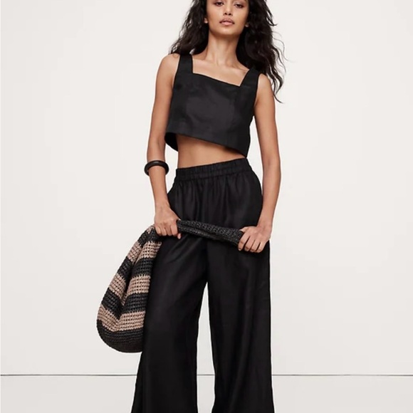 Stylish Linen Black Crop Top and Pants Set - Banana Republic - Picture 4 of 8